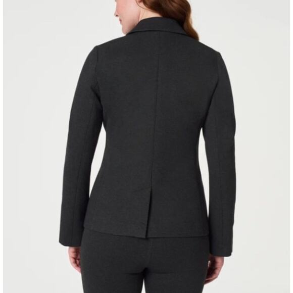 SPANX Ponte Asymmetrical Blazer Heather Gray Sz L {LL36} - Picture 2 of 7